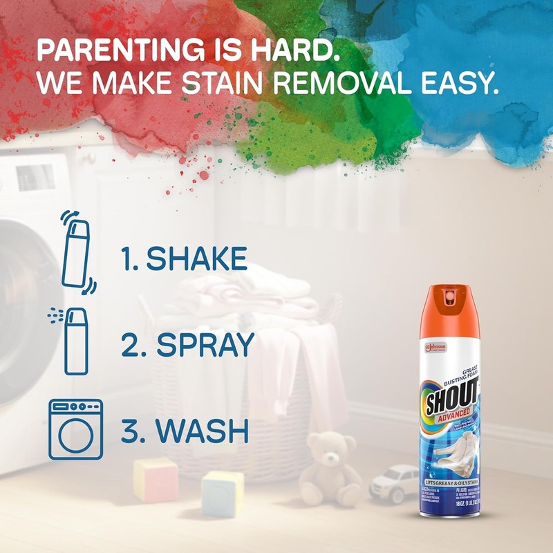 Shout Advanced Grease Busting Foam, Laundry Stain Remover for Oil and 18oz Can gallery