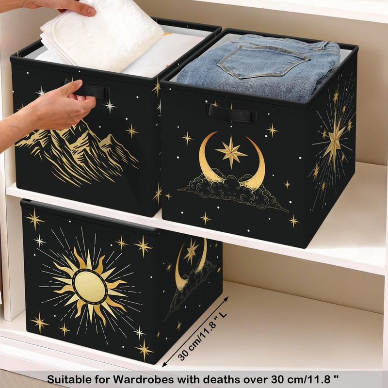 11.8"Sun Moon Celestial Storage Cube Organizer Set 3Pcs Clothes Basket Bin gallery