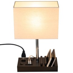 Briever Upgraded 3 USB Table Lamp with 2 USB A & C Charging Ports, Bedside De…