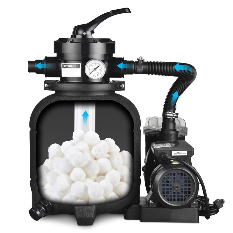 Yescom 12" Sand Filter Pump for Above Ground Pool 4-Way Valve 2640GPH 3/4HP w/ gallery