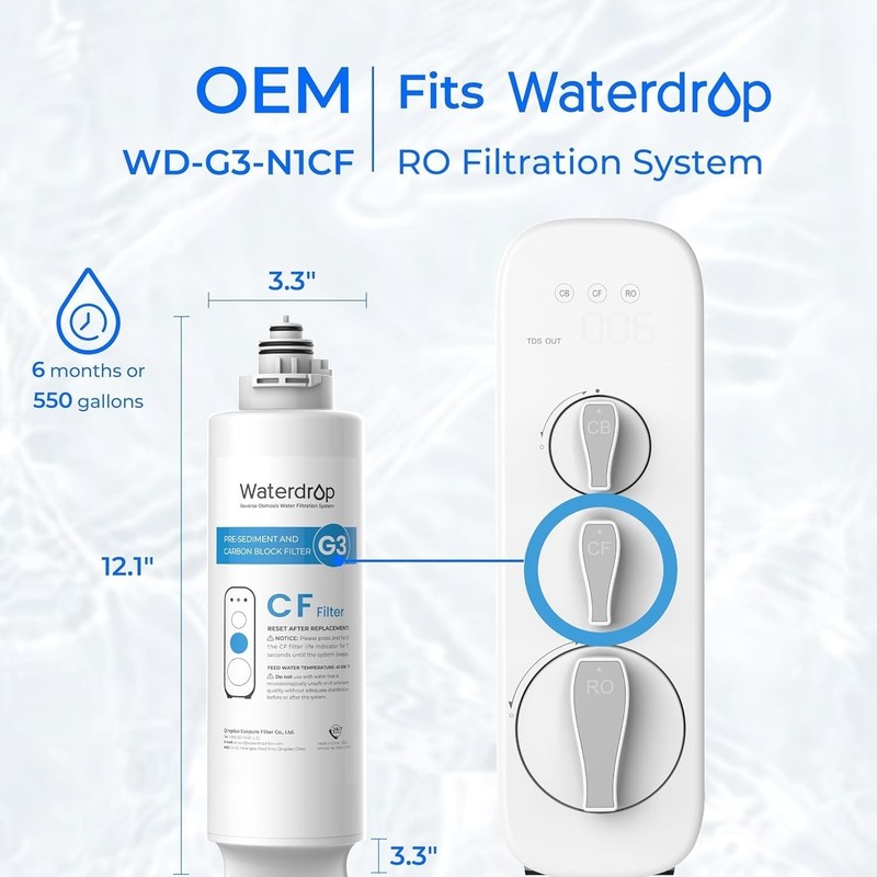 Waterdrop G3 Replacement Filter, Replacement for WD-G3-W 400GPD Reverse Osmosis gallery