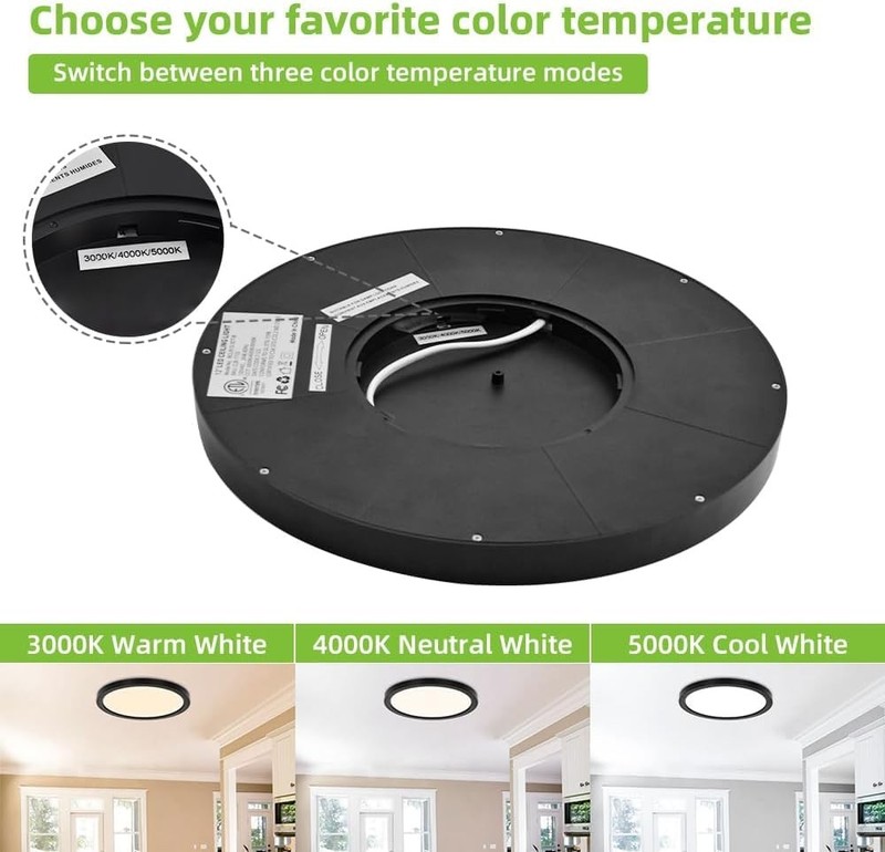 2 Pack 12 Inch Selectable CCT Round Flat Panel Light, 24W, 3000K/4000K/5000K,... gallery