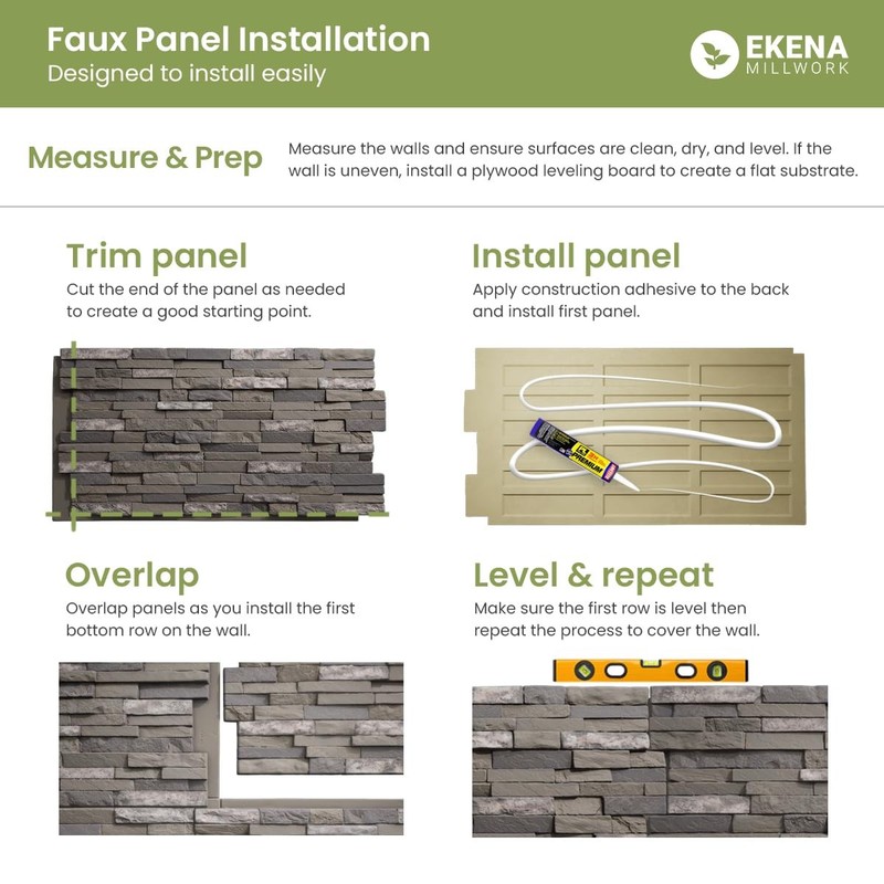 Ekena Millwork Everstone Acadia Ledge Faux Stone Panel 49W X 25 1/2H X 1 1/4D gallery