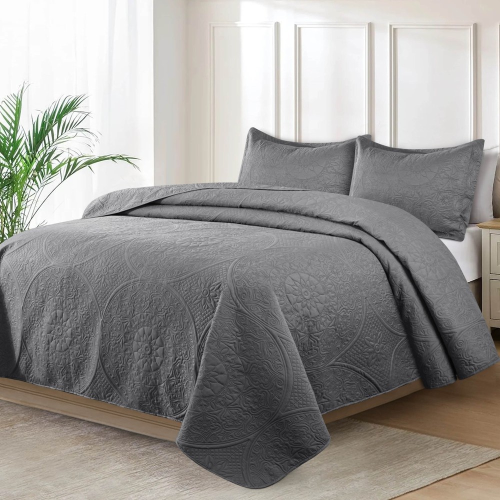 Luxury Cooling Comforter Bedding Set Quilted Coverlet Bedspread Bed Throw King