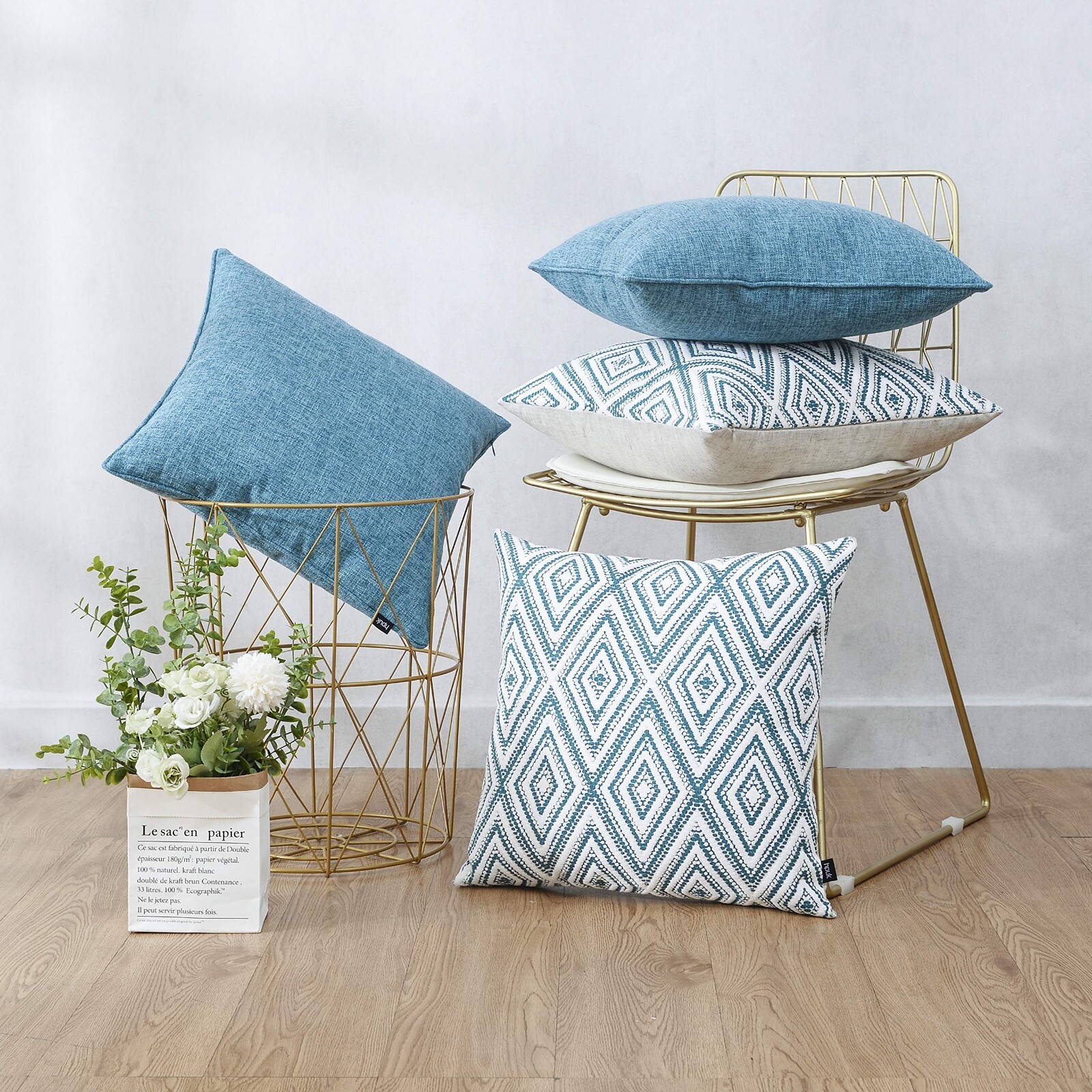 HPUK Decorative Throw Pillow Covers Set of 4 Geometric Design Linen Cushion Cove gallery