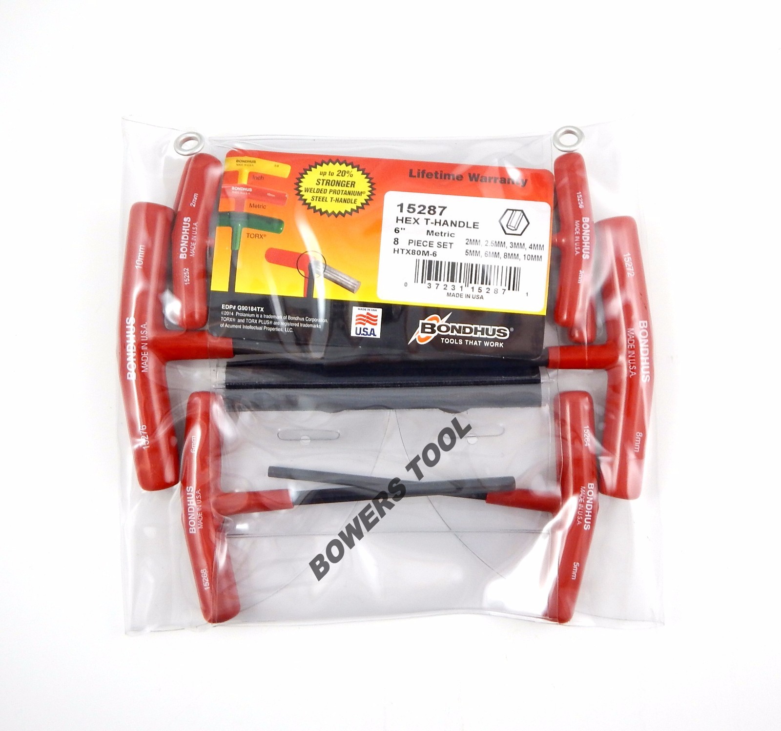 Bondhus 8pc 6in. T Handle Hex Wrench Set Metric 2-10mm MADE IN USA 15287 gallery