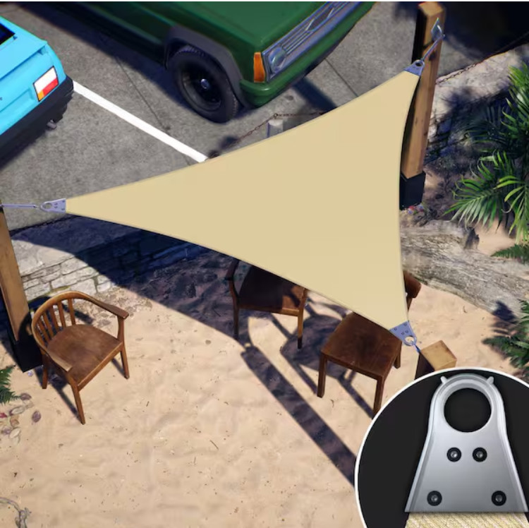 Colourtree 28 ft x 28 ft Triangle Sun Shade Sail Screen Canopy TAWT28-3 Beige gallery
