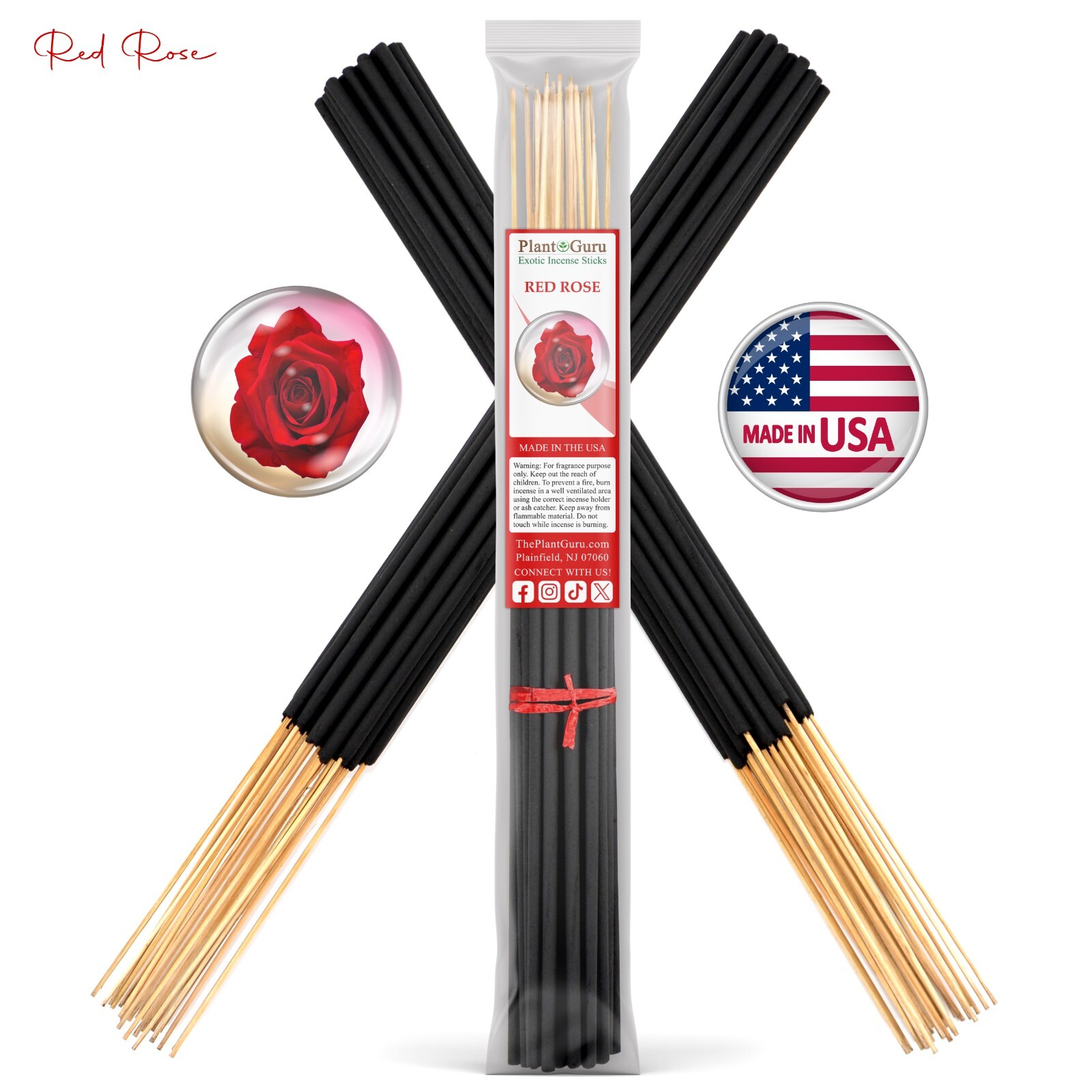 RED ROSE Incense Sticks 19" Jumbo Extra Large Bulk Handmade Hand Dipped gallery