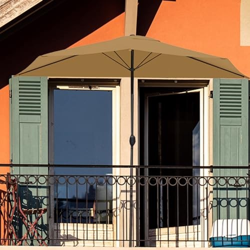 Half Umbrella Outdoor Patio Shade, Outdoor Balcony Shade Replacement Khaki gallery