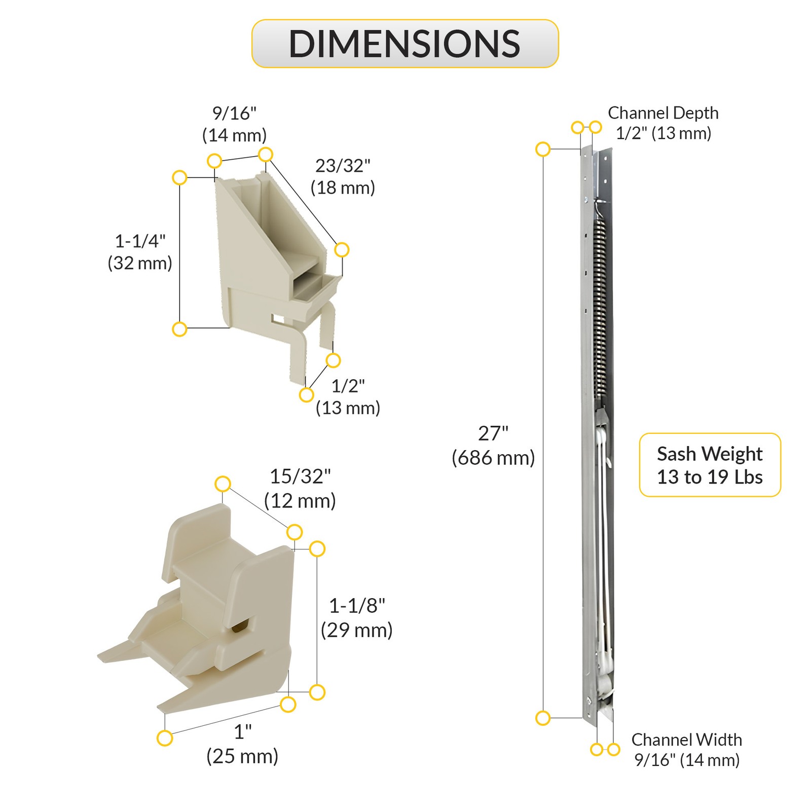 Brixwell Window Channel Balance Aluminum 27" L, For 13 to 19 lbs Sash With Guide gallery