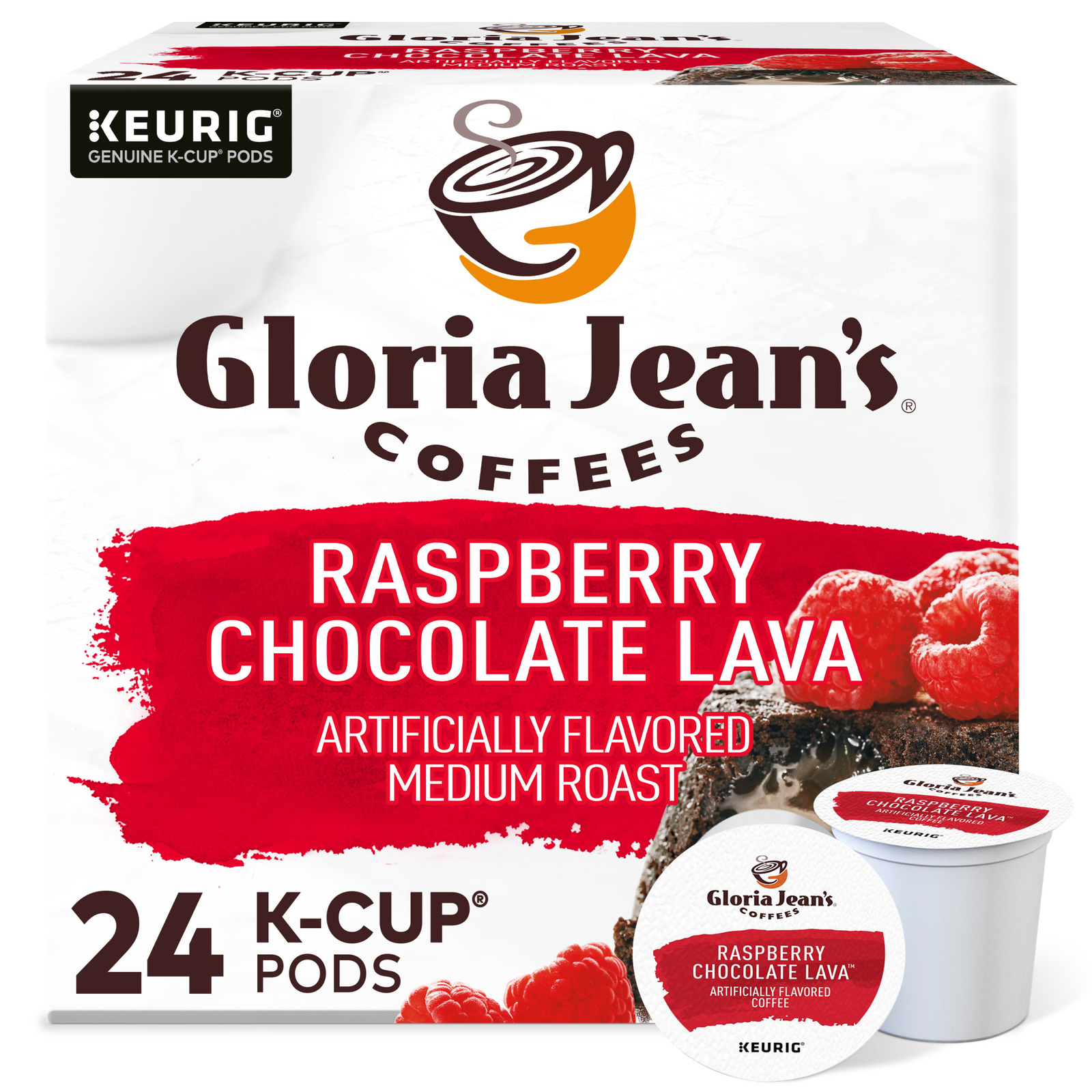 Gloria Jean's Raspberry Chocolate Lava Coffee, Keurig K-Cup Pod, 24 Count gallery