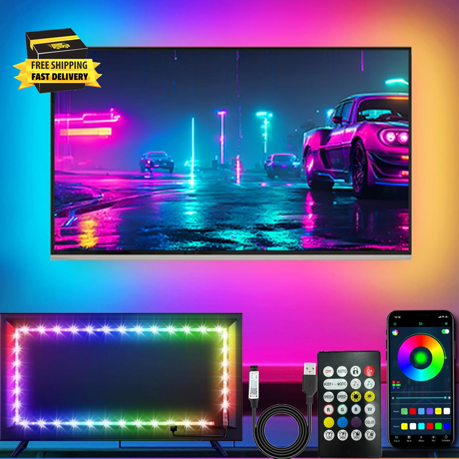 LED Lights for TV Backlight, 16.4Ft RGB LED Light for 45-75 Inch Tvs, Music Sync gallery