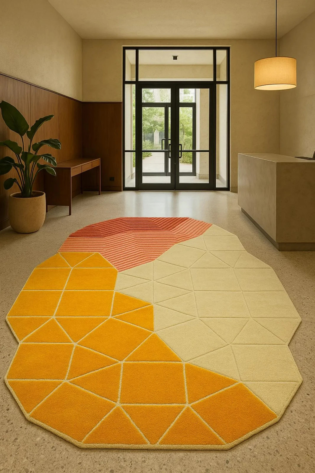 Geometric Hand Tufted Rug – Multi-Color loop-cut pile and shapes runner, octagon gallery