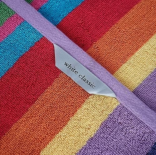 Bath Sheet Towels Large Size 30x60 Rainbow Cabana Stripe 4 Pk Highly Absorbent gallery