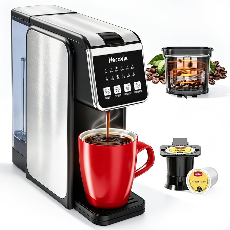 Single Serve Coffee Maker with Built-in Grinder, Fast Brew 6-16oz Single Cup ... gallery