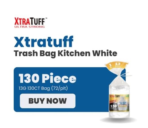 XTRA TUFF 13 GALLON TRASH BAGS, TALL KITCHEN GARBAGE BAGS, 130 COUNT - WHITE gallery