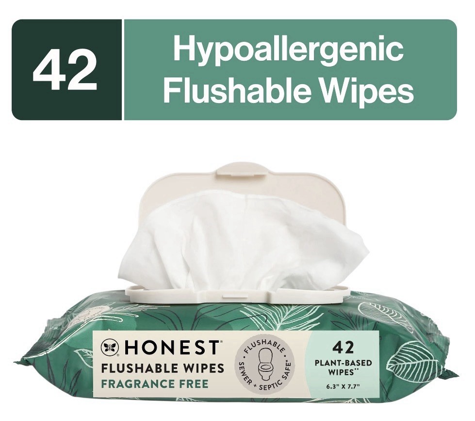 The Honest Company Hypoallergenic Flushable Butt Wipes - Sensitive Skin, 42ct gallery