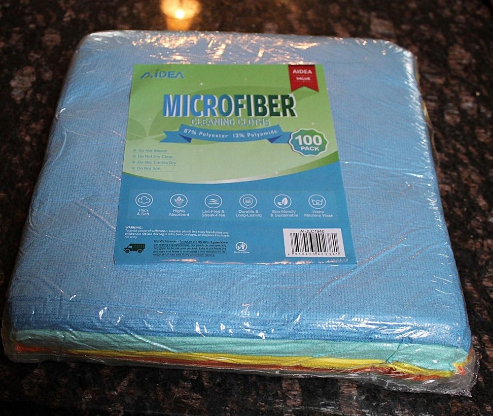 100 Pack AIDEA Microfiber Cleaning Cloths High Absorbent Bulk Reusable New
