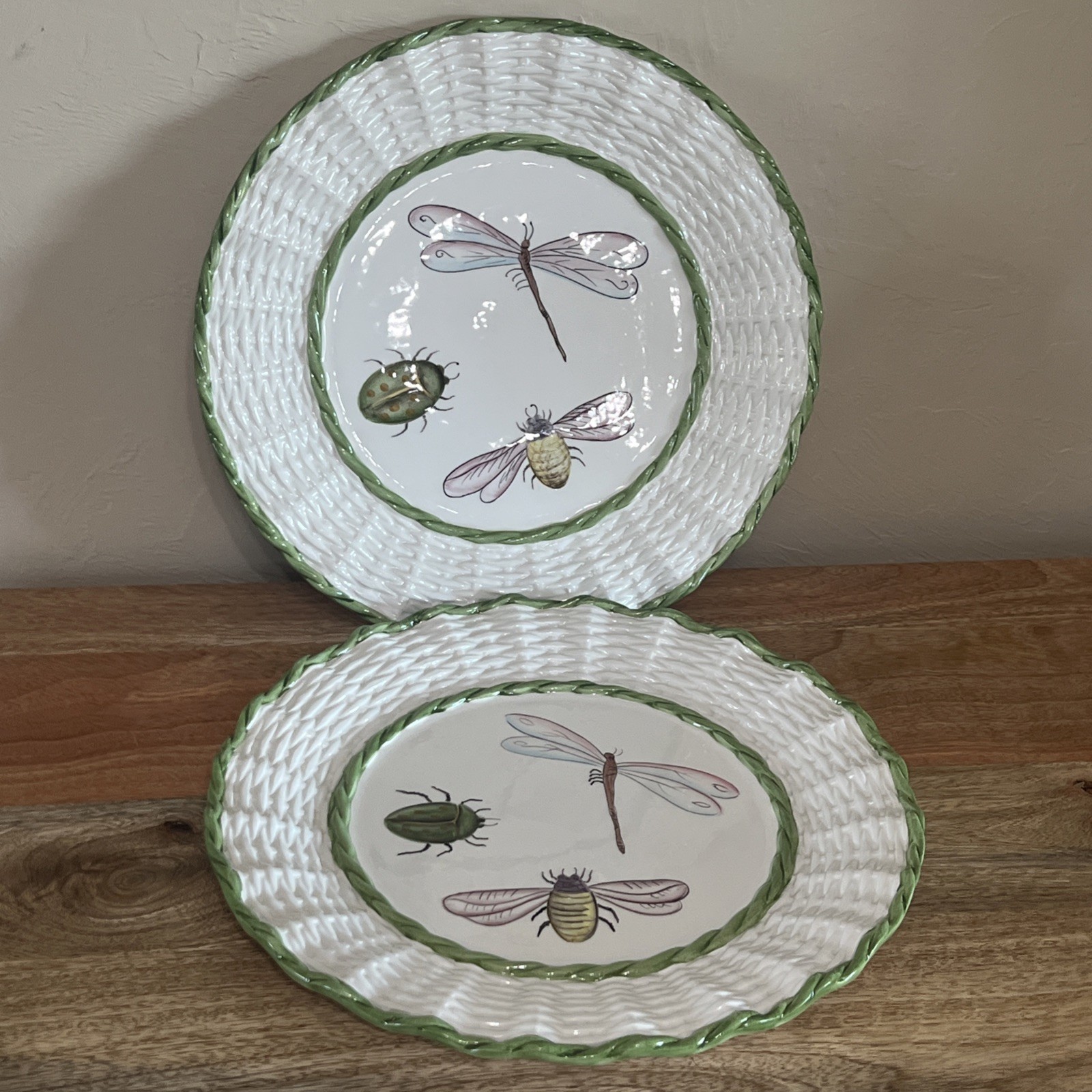 (2) Mariposa Hand Painted Italian Dessert Plates 12 Inches Bugs Insects Theme gallery