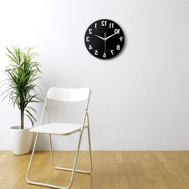 Reverse Wall Clock 12 inch Unusual Numbers Backwards Modern Decorative Clock Wat gallery
