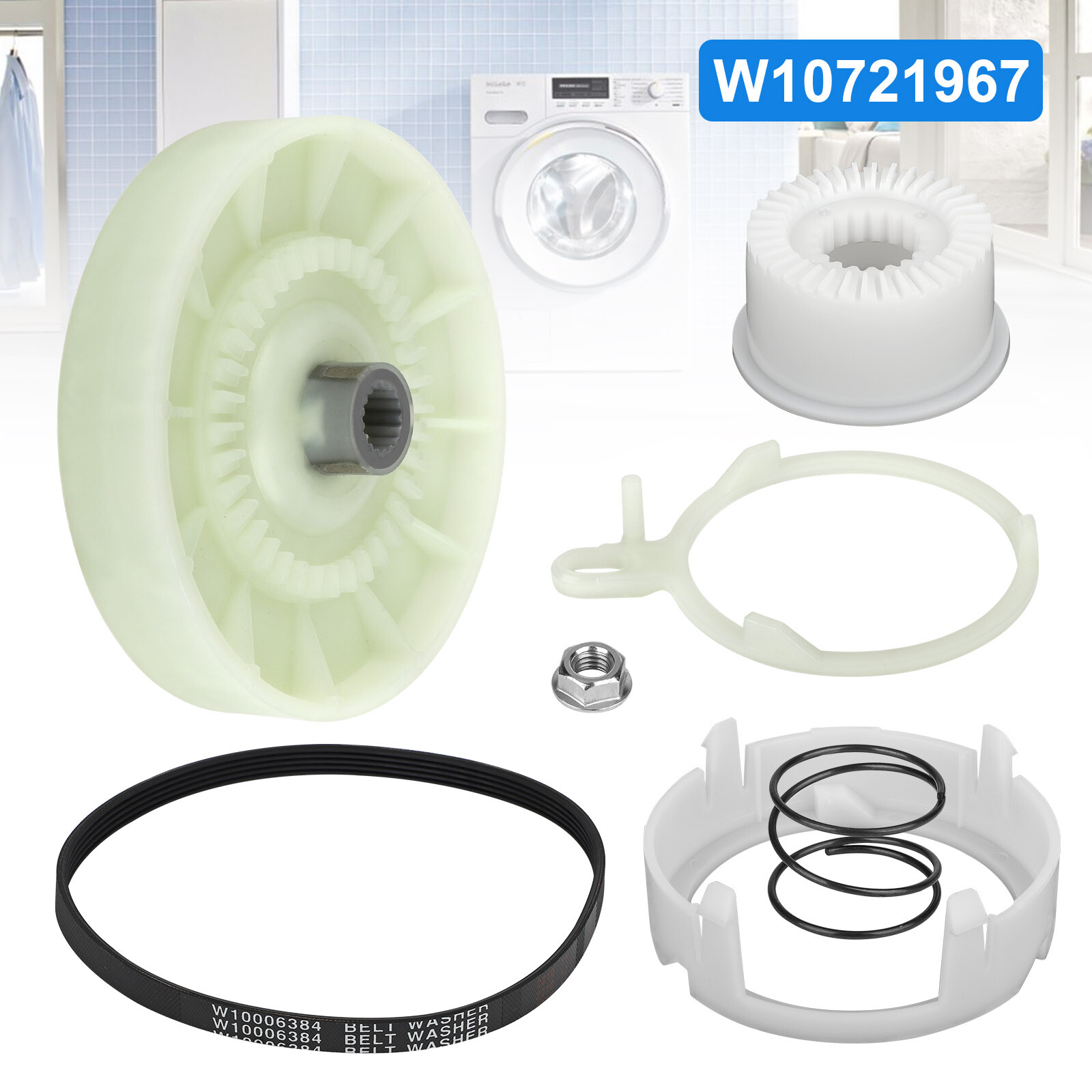 7PCS W10721967 Washer Pulley Clutch Parts Kit W10006384 for Whirlpool W10006356 gallery
