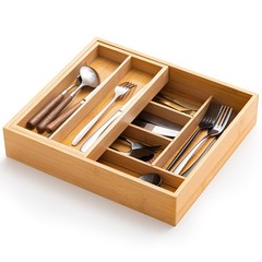 Fiwochic Double Bamboo Kitchen Drawer Organizer, 2-tier Utensil Deep Drawer…