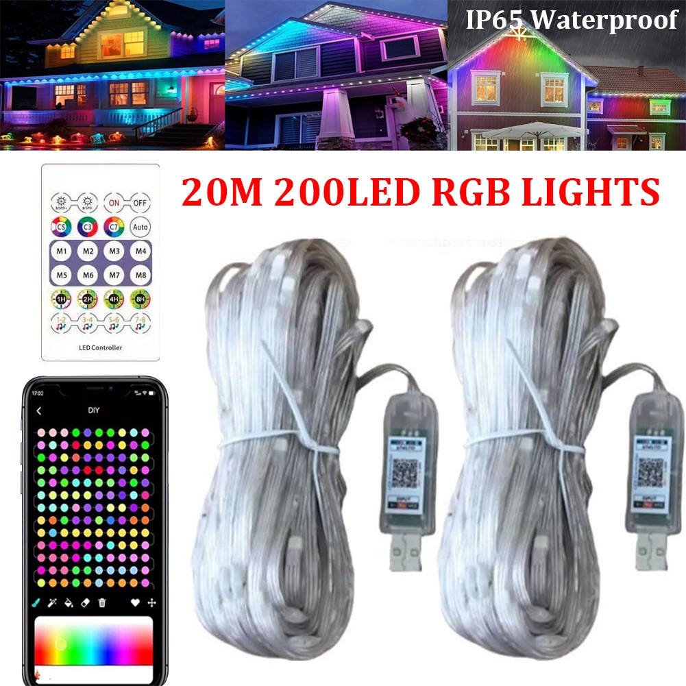 20-40M Smart Rainbow LED Permanent Outdoor Lights USB Bluetooth APP Control Kit gallery