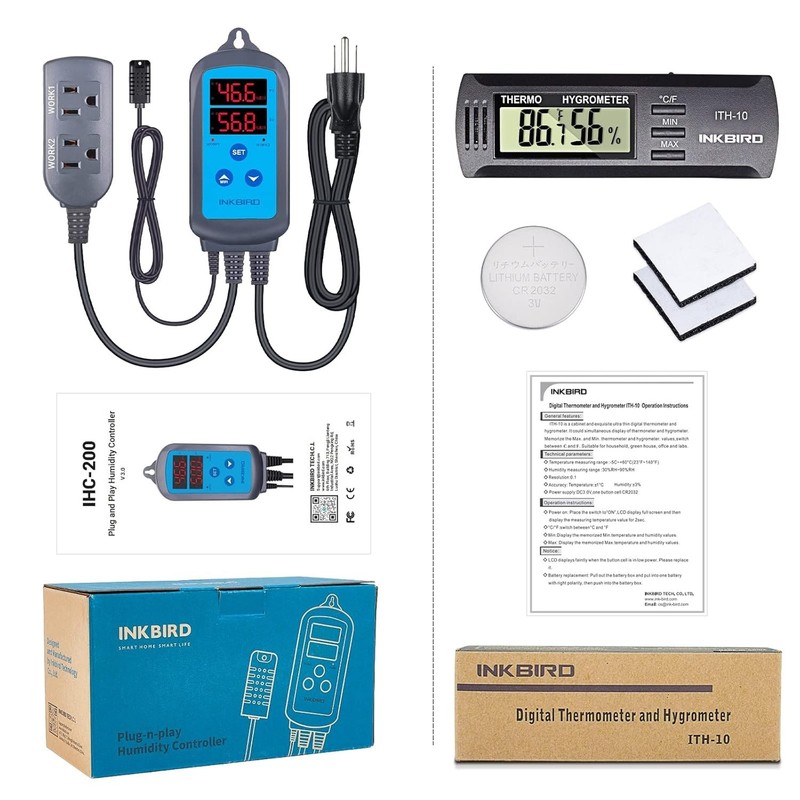 Inkbird IHC-200 Humidity Controller Pre-wired AC 110-240V Sensor US PLUG Humid gallery
