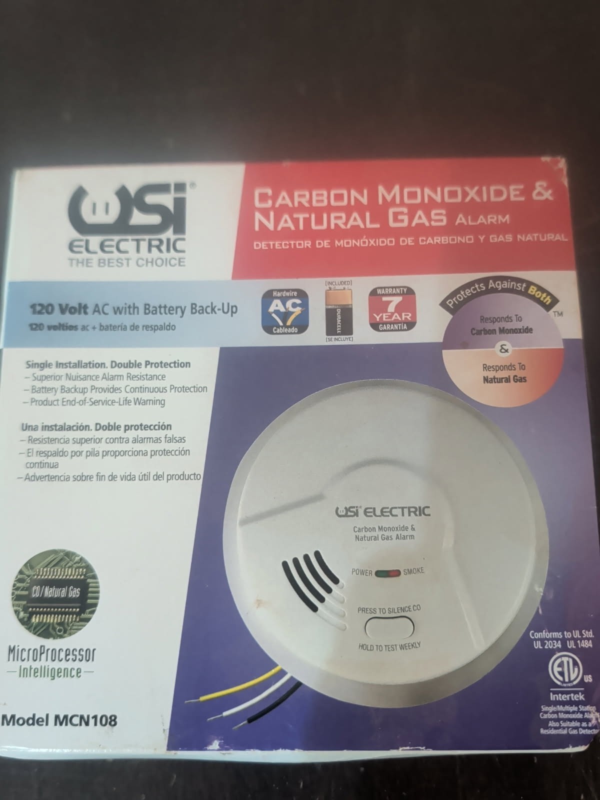 USI Electric Carbon Monoxide / Natural Gas Detector Alarm MCN108 Hardwired New gallery
