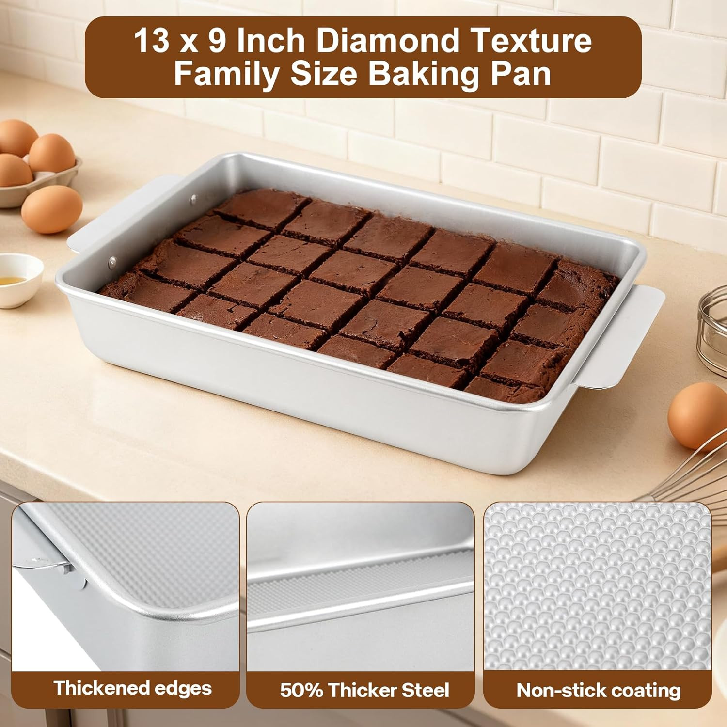 9X13 Baking Pan Commercial Grade Heavy-Gauge Aluminized Steel 2.3 Lbs Textured gallery