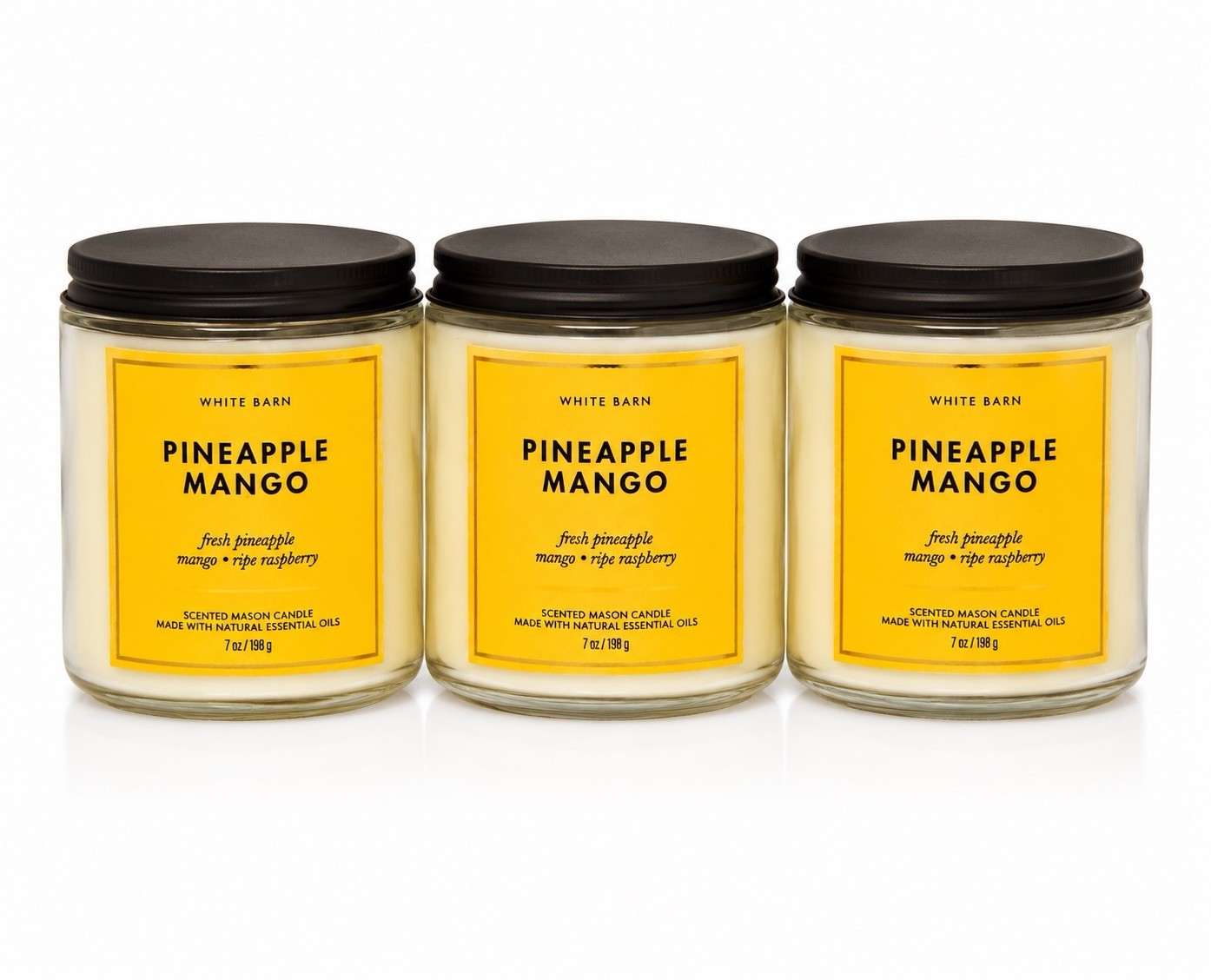 3 X NEW Pineapple Mango Single Wick Candle 7 oz Bath & Body Works Rare gallery