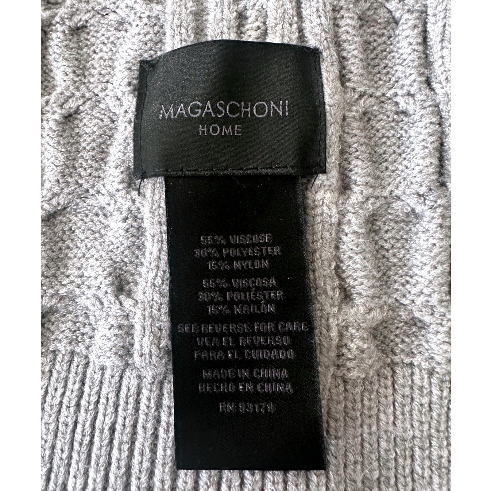 Magaschoni Home Gray Cable Knit Throw Blanket Textured Cozy Decor 50x60 gallery