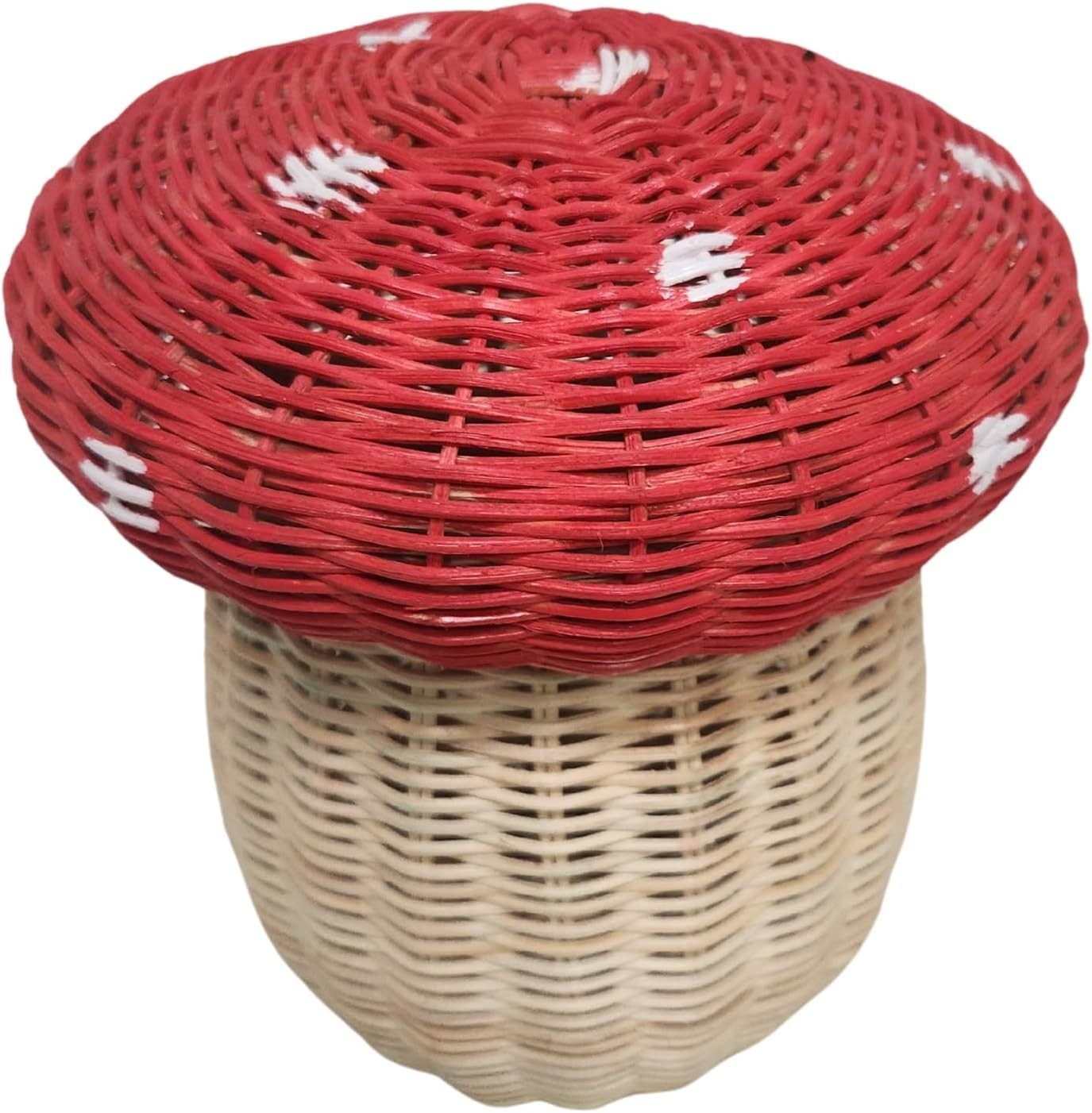 Handmade Rattan Weave MUSHROOM MARIO Forest Enchanted Gift Kids Room Nest Basket gallery