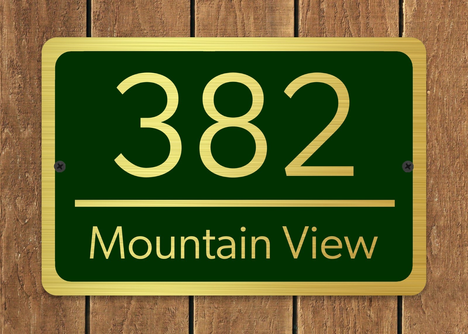 Customized Home Address Plaque Gold Text Metal 12" x 8" House Number Sign gallery