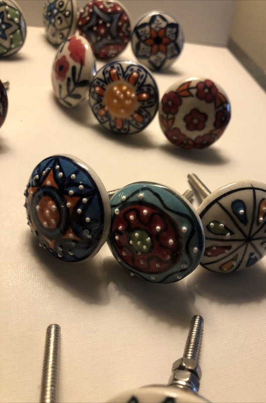 Drawer Knobs Colorful Qty 20 Individual Unique Floral Geometric Ceramic Modern gallery