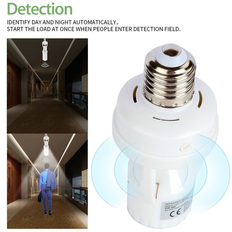 Infrared PIR Motion Sensor E27 LED Light Lamp Bulb Holder Socket Switch 110/220V gallery