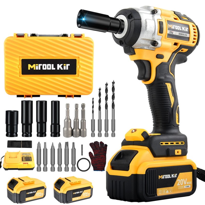 4000MAH HIGH TORQUE 1/2" IMPACT WRENCH BRUSHLESS CORDLESS BATTERY IMPACT GUN KIT gallery