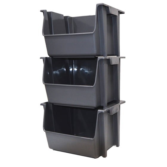2PACK Mighty Tuff Large Nesting Stack Storage Bin, All, Plastic, Gray gallery