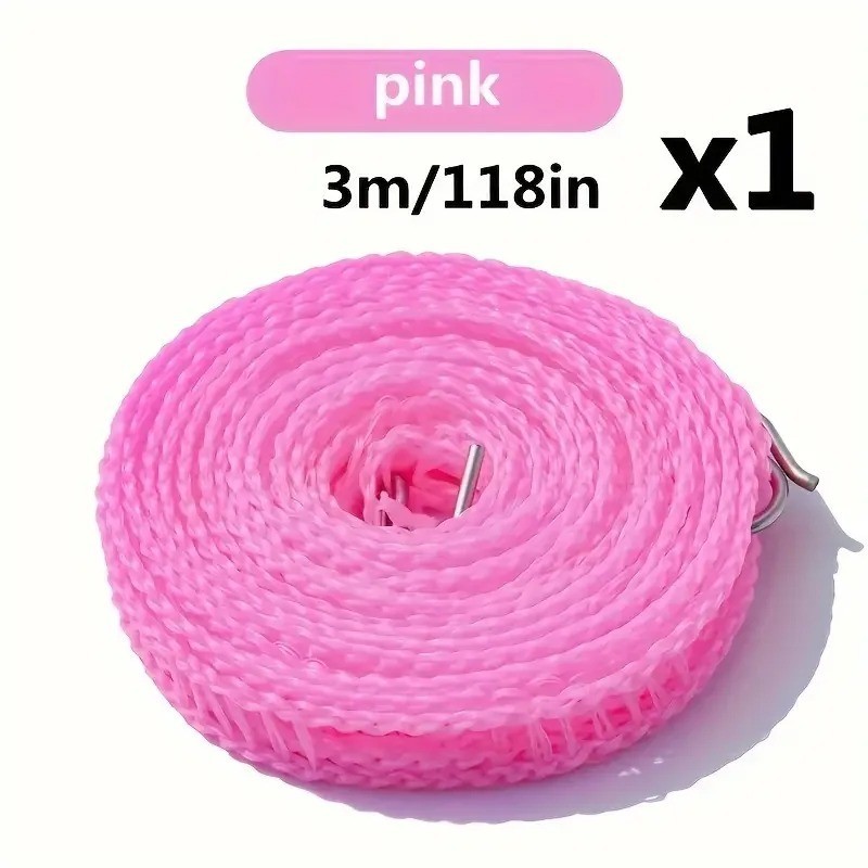 1 PCS Clotheslines 3m Portable Windproof Clothesline for Outdoor Indoor Home