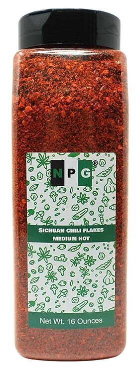 NPG Authentic Sichuan Chili Flakes 1LB, 16 Oz Szechuan Crushed Red Pepper