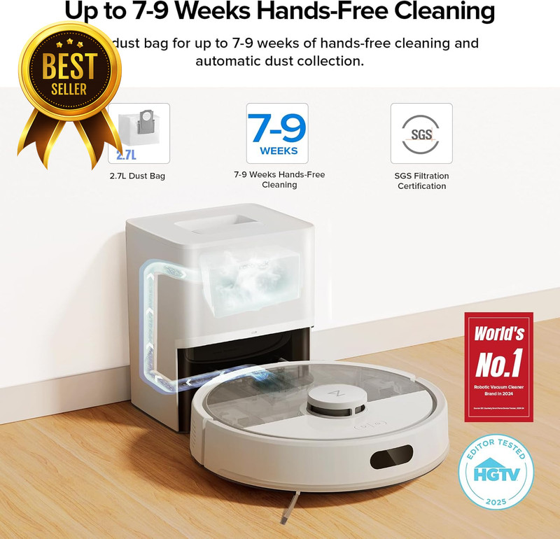 Q7 M5+ Robot Vacuum Mop Self-Empty 10000Pa LiDAR Pet Hair Smart Cleaner White gallery