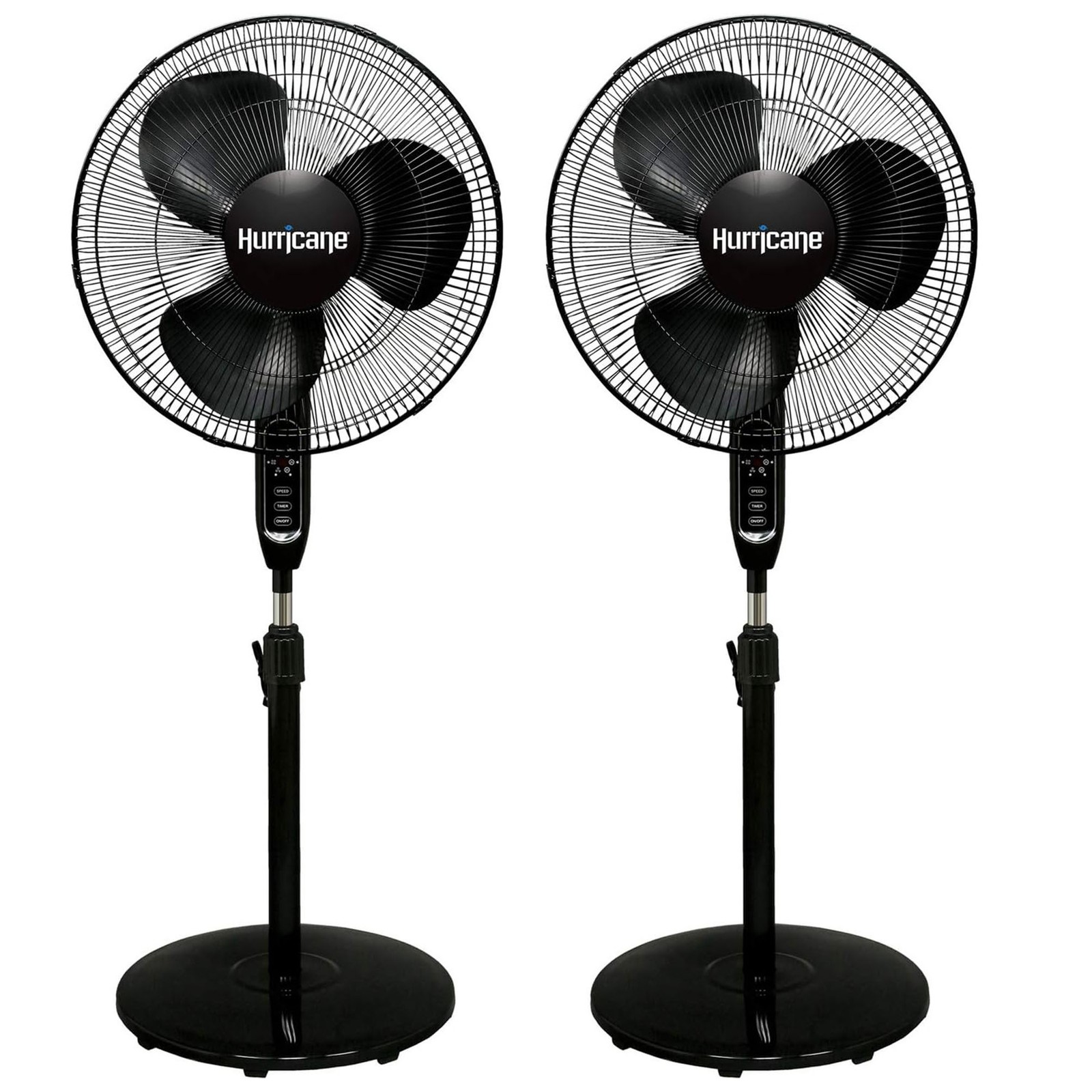 Hurricane 2 Pack Supreme 16" 3 Speed Oscillating Stand Pedestal Fan Remote Black gallery
