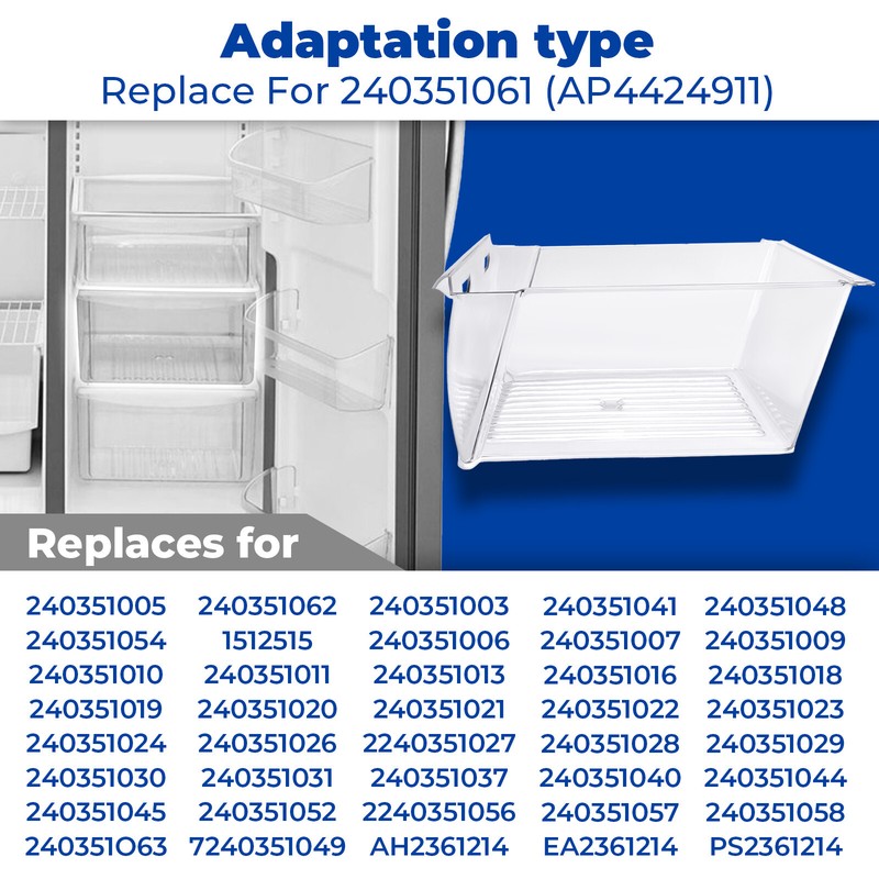 For 240351061 Upper Crisper Pan Drawer Compatible with Frigidaire Refrigerator gallery