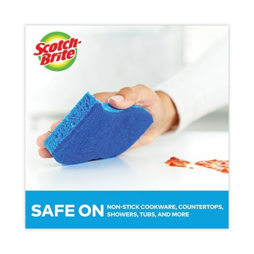 Scotch-Brite Non-Scratch Scrub Sponge, 4.4 x 2.6, 0.8" Thick, Blue, 6/Pack gallery
