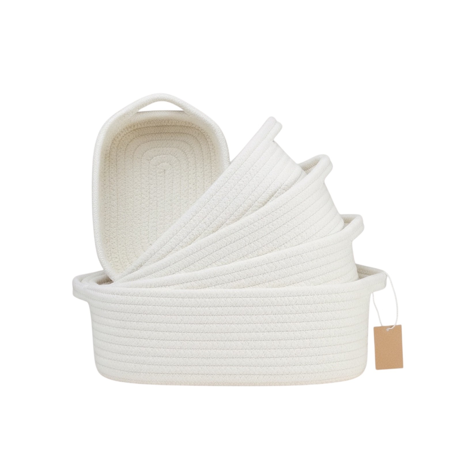 5-Piece Rectangle Storage Basket Set Natural Cotton Baby Nursery Toy Basket Bin gallery