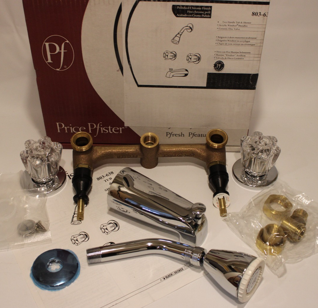 Price Pfister 803-638 - Two Handle Tub & Shower Trim Set With Rough Valve Chrome gallery
