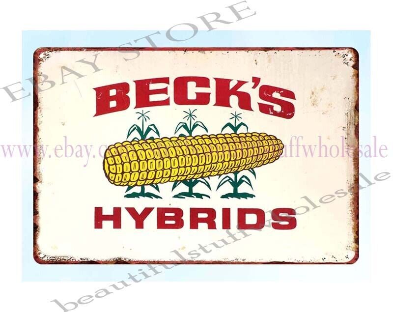 new home wall decor Beck's Hybrids corn seed farm country metal tin sign gallery