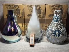 Scentsy Stargaze Teardrop Diffuser with Shade, Pedestal Stand, and Enrich Shade.