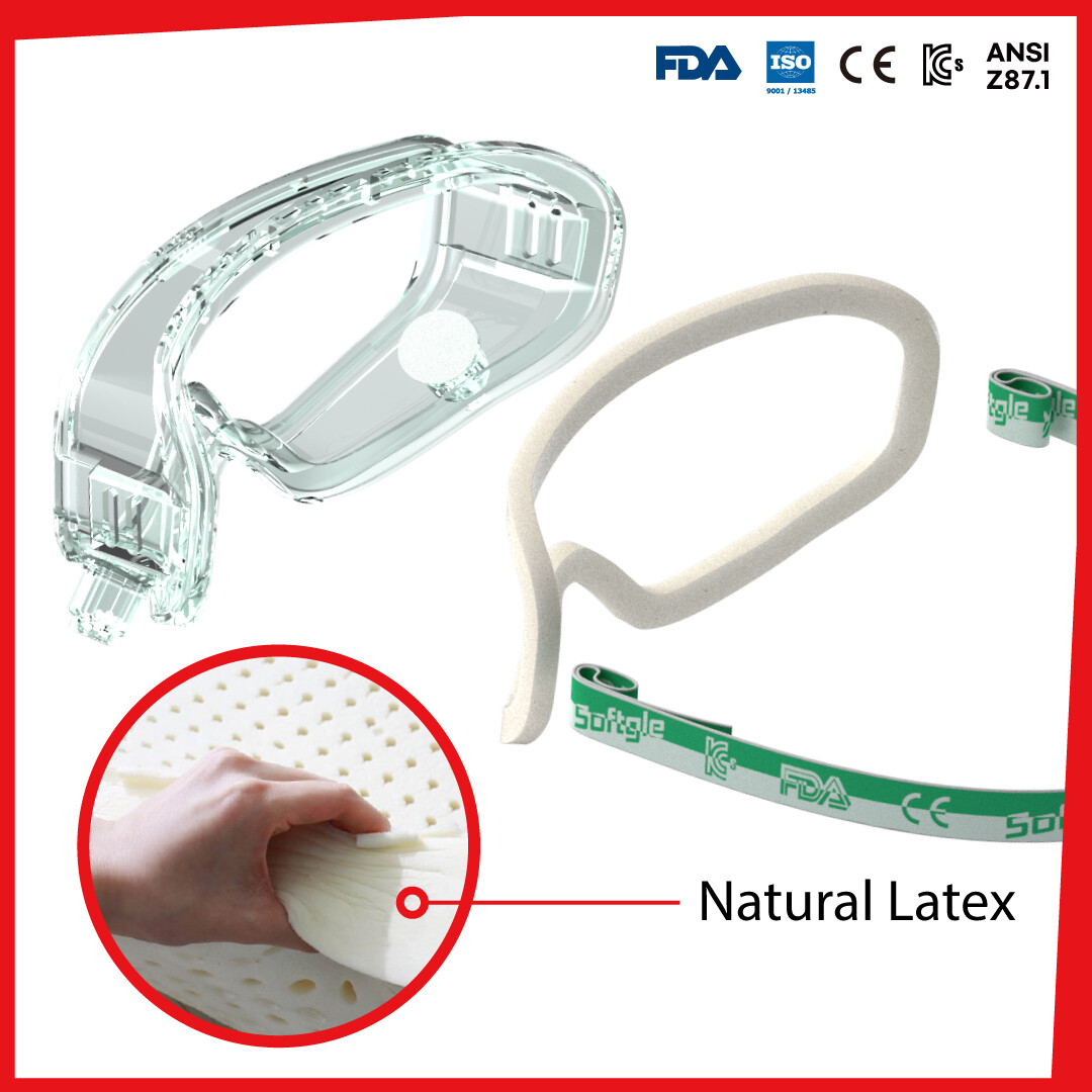 Chemical lab Safety goggles Natural latex form No Pain Anti fog Ansi Z87.1 gallery