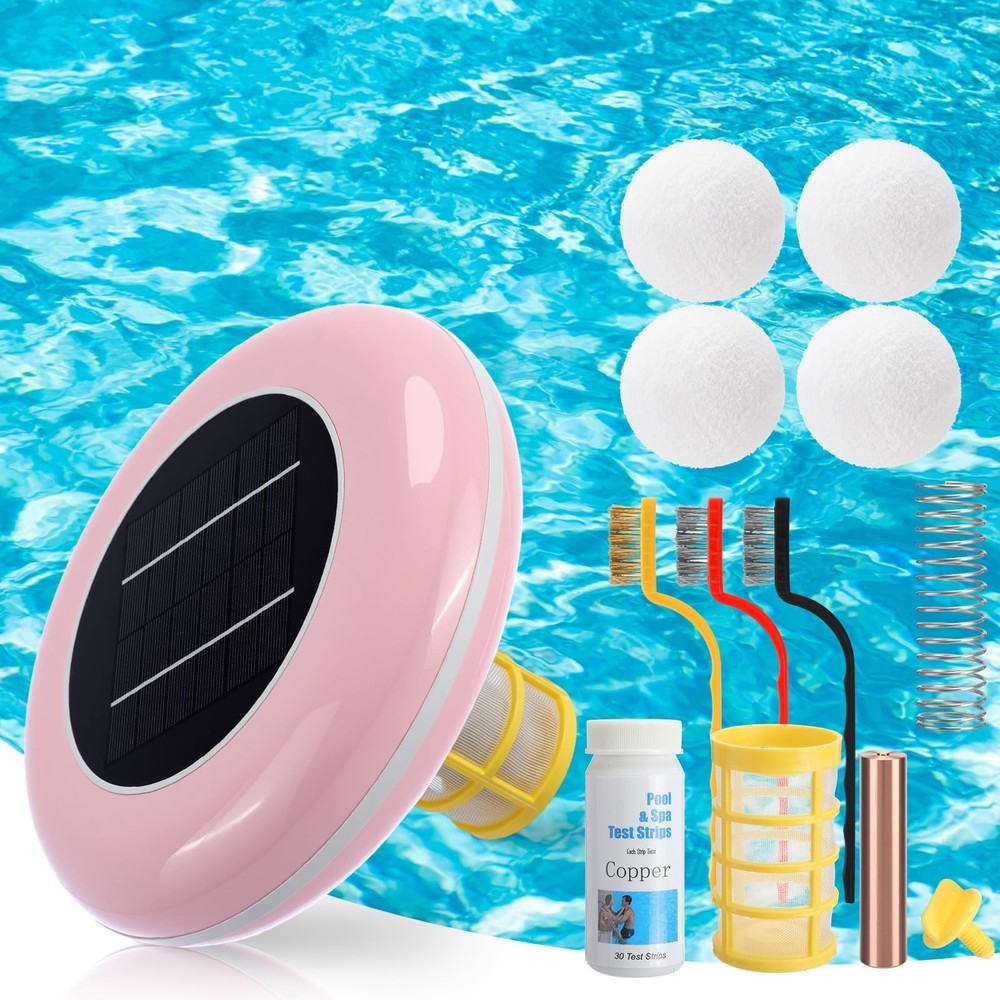 Solar Pool Ionizer Cleaner Automatic Floating Water Purifier Upgraded Copper ...